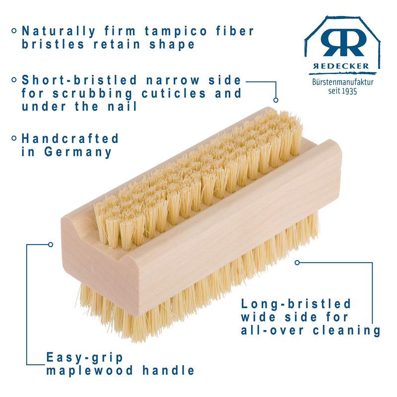 Redecker Tampico Fiber Nail Brush with Untreated Maple Wood Handle, 3-3/4-Inches - BeesActive Australia