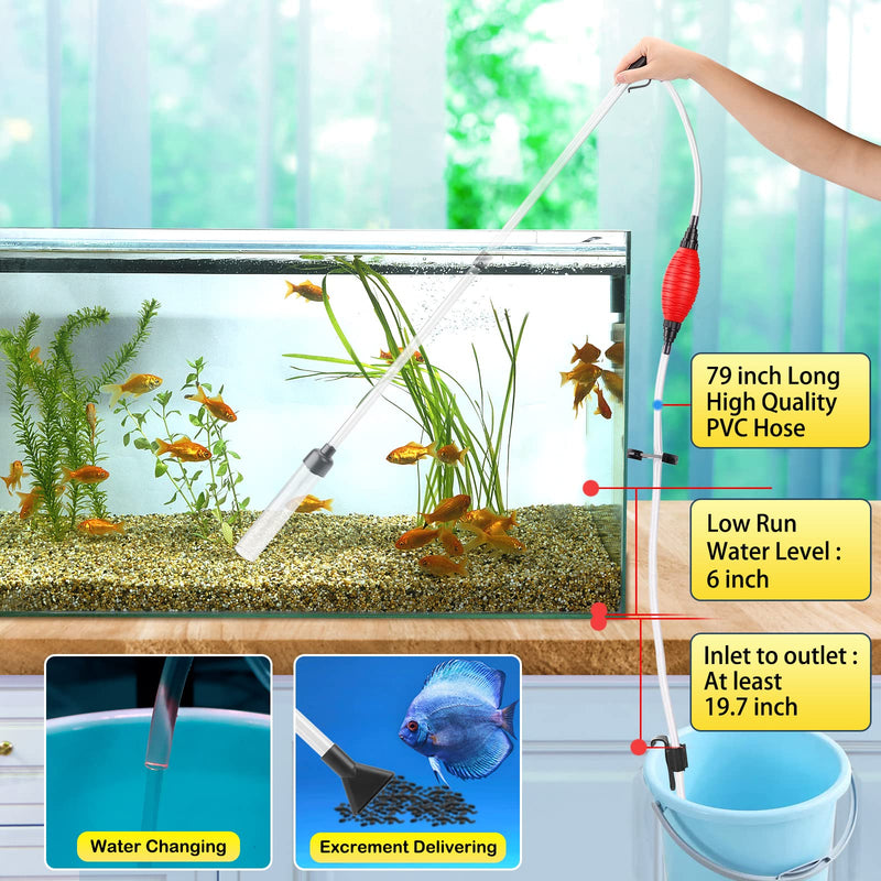 fishkeeper Fish Tank Cleaning Tools Gravel Vacuum for Aquarium, 80GPH/256GPH Fish Tank Vacuum Gravel Cleaner with Hanging Clip & Flow Control Clamp Small - BeesActive Australia