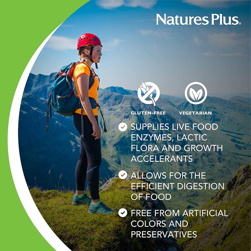 NaturesPlus ActiZyme - Digestive Enzymes Supplement with Probiotics, Bromelain, Lactase, Legumase - Gluten Free, Vegetarian - 90 Capsules - BeesActive Australia