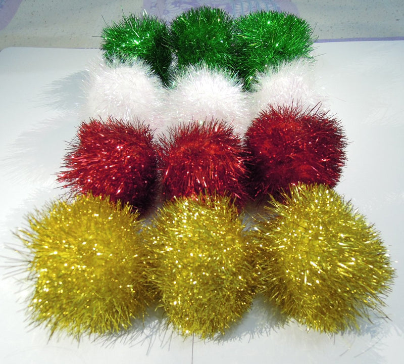 PETFAVORITES Bushy Sparkle Ball Cat Toy, Interactive Glitter Pom Pom Cat Toy Balls for Kittens, Bulk Pack. 24 Pack - BeesActive Australia