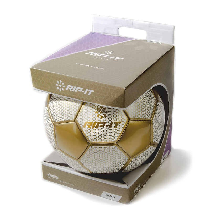 RIP-IT | Women's Pro Training Soccer Ball | Features Traditional 32 Panel Construction | Includes Winding Bladder for Long-Lasting Inflation White & Gold #5 - BeesActive Australia