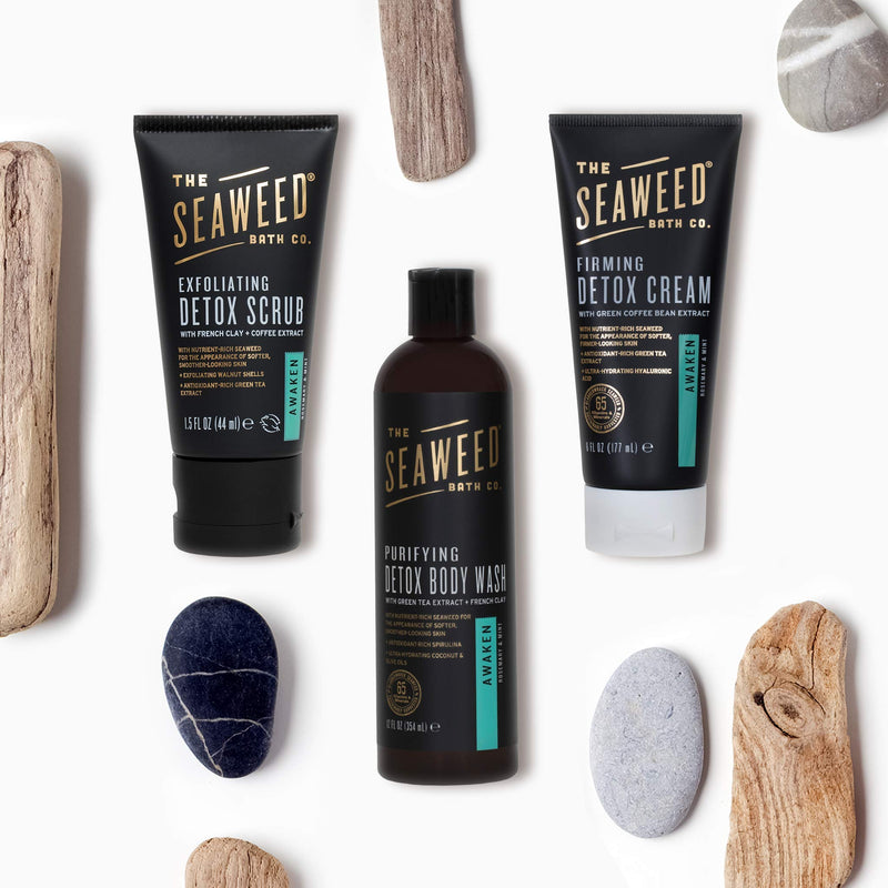 The Seaweed Bath Co. Detox Body Cream, Awaken Scent (Rosemary & Mint), With Natural Bladderwrack Seaweed, Vegan, Paraben Free, 6 oz Awaken - Rosemary & Mint 6 Ounce (Pack of 1) - BeesActive Australia