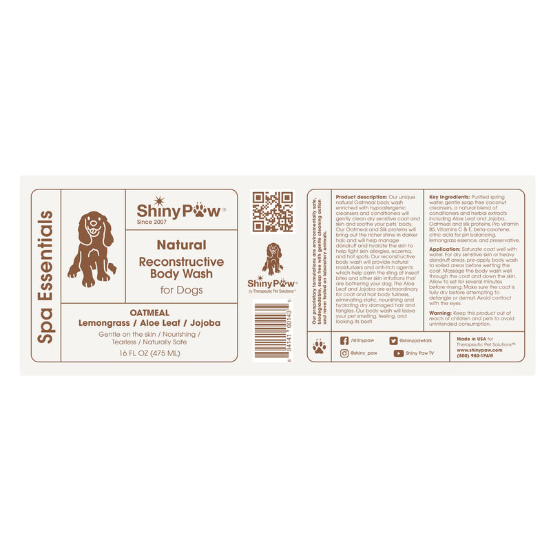 Oatmeal Shampoo for Dogs - Lemongrass Spa Essentials Body Wash - Tearless Dog Shampoo for Itchy Skin - Natural Dog Conditioner Ingredients Made in The USA by ShinyPaw - BeesActive Australia