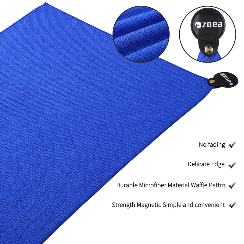 ZOEA Magnetic Towel, Magnetic Clip for Golf Towel, Microfiber Fabric Waffle Pattern Towels Industrial Strength Magnet for Strong Hold to Golf Carts or Clubs (1, Blue) 1 - BeesActive Australia