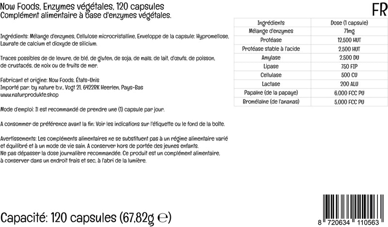 Now Foods, Plant Enzymes, 120 Vegan Capsules, Lab-Tested, Plant-Based, Gluten Free, Soy Free, Vegetarian - BeesActive Australia