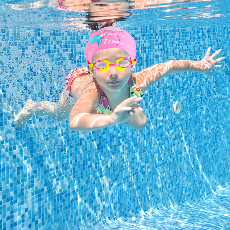 AuSletie Silicone Swim Caps for Kids Girls Aged 4-8, Unicorn Waterproof Swimming Caps Bathing Caps with Goggles Ear Plugs Nose Clip for Short/Long Hair - BeesActive Australia