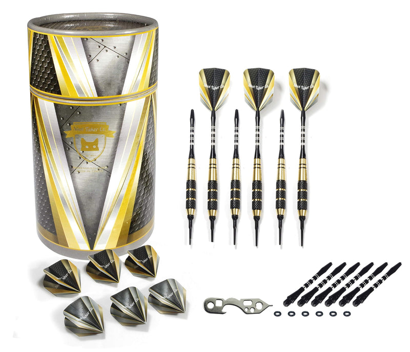 [AUSTRALIA] - SHOT TAKER CO. EST. 2017 Soft Tip Darts Set D- Professional Darts with Customizable Configuration, Aluminum and Plastic Shafts, O-Rings, Flights, Dart Tool, 50 pc Extra 2BA Tips, Gift Case 