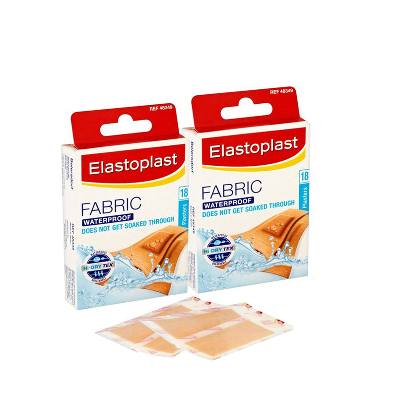 Elastoplast Double Pack of Waterproof Fabric Plaster Strips 2 x 18 Strip Bandage for First Aid 18 Count (Pack of 2) - BeesActive Australia