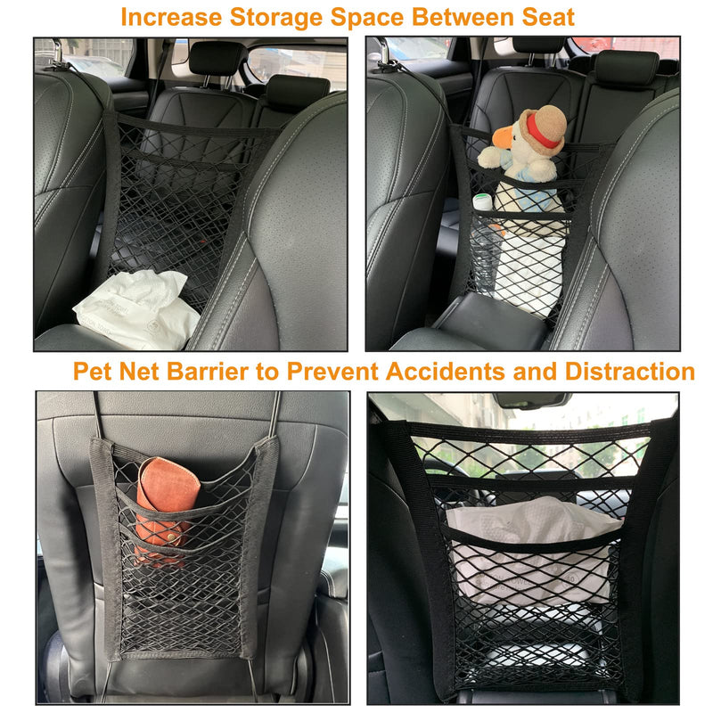 DoL Car Dog Net Barrier. Pet Mesh Barrier with Storage Bag for Water Bottles,DVDs. Stretchable Organizer Bag for Jeep,Off-Road,Pickup SUV. Barrier of Backseat Pet Kids. - BeesActive Australia