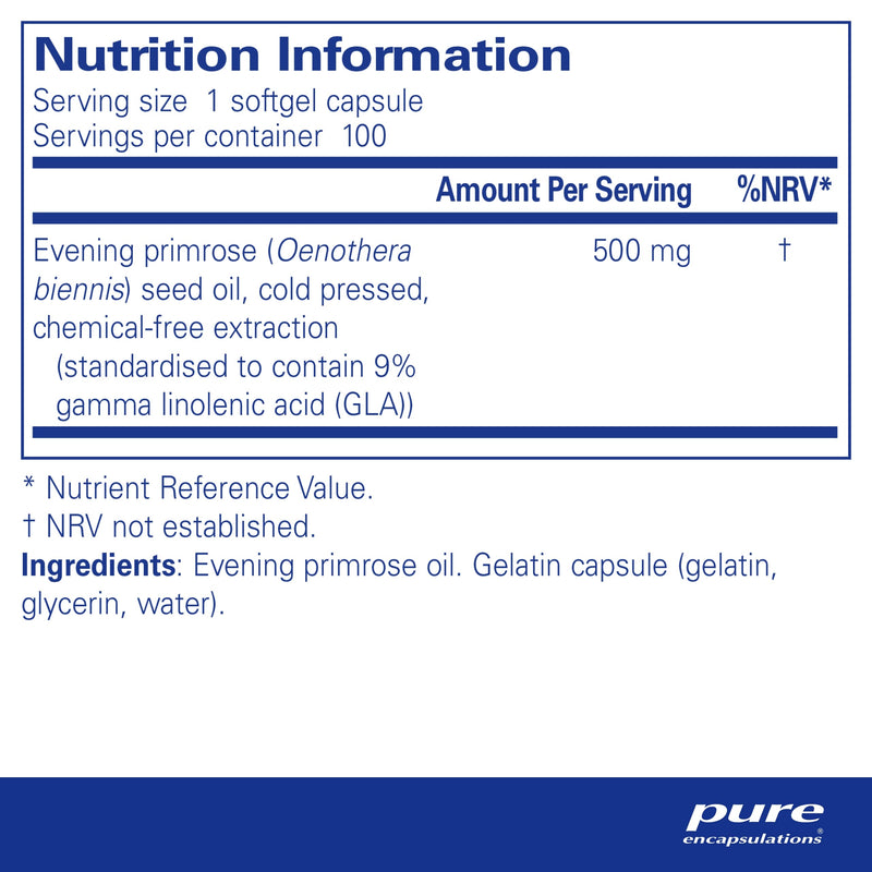 Pure Encapsulations - Evening Primrose Oil 1000mg - Cold-Pressed Solvent-Free Evening Primrose Oil - 100 Softgel Capsules - BeesActive Australia