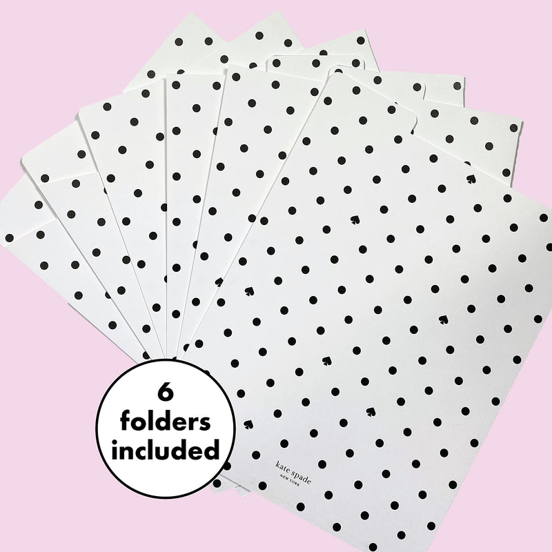 Kate Spade New York Vertical File Folder Set of 6, Letter Size/A4 Filing Organizers with Sticker Labels, Black Spade Dot - BeesActive Australia