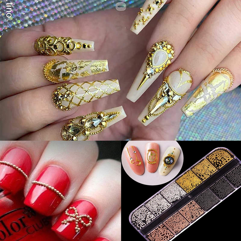 9300 Pcs Nail Art Studs Rhinestone Kit,Nails Art Metal Charms Caviar Beads Nail Supplies with Rhinestone Glue,Nail Jewels Decals Decorations Accessories - BeesActive Australia