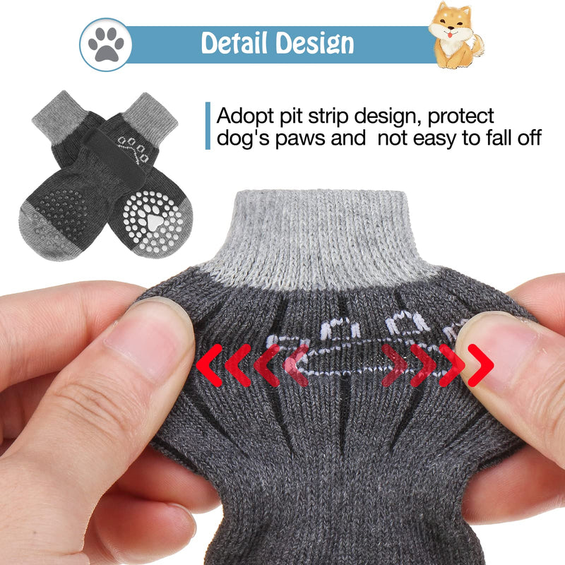 SCENEREAL Double Side Anti-Slip Dog Socks, Non Slip Dogs Sock for Hardwood Floors, 3 Pairs Pet Paw Protectors Indoor, Prevent Floor Scratching, Stop Licking Paws Grey Pearl Paw Medium (Pack of 6) - BeesActive Australia