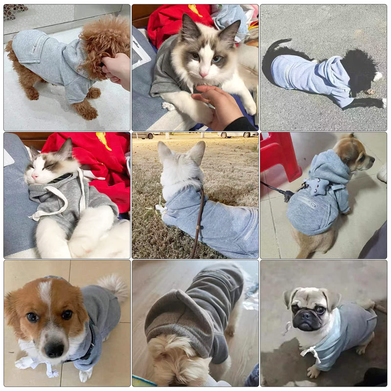 PETCARE Pet Dog Hoodie Sweater Warm Soft Fleece Sweatshirts with Pocket Fall Winter Puppy Cat Sweaters Clothes for Small Dogs Cats Chihuahua Yorkies French Bulldog Outfits M(Fit 4-6 lbs) grey - BeesActive Australia