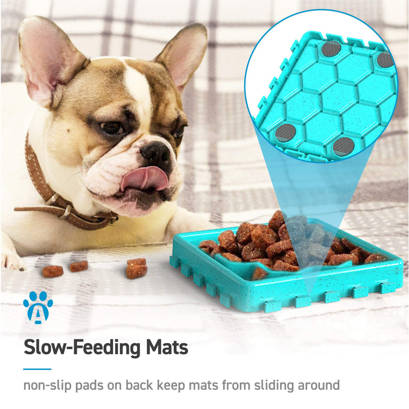 ANYPET - Slow Feeding Mat, Tray, Slow Feeder Dog Bowls, Food Mat for Dog, Dog Lick Pad Anxiety Relief Feeding Mat with Suction, Multicolor, 5.9’’x5.9’’x2.9’’ (APT06) - BeesActive Australia