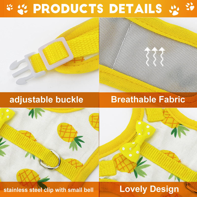 3 Pieces Guinea Pig Harness with Leash Small Pet Harness Fruit Plaid Pattern Adjustable Padded Walking Vest for Pet Hamster Ferret and Squirrel Small Animals Pineapple, Red Plaid, Strawberry - BeesActive Australia