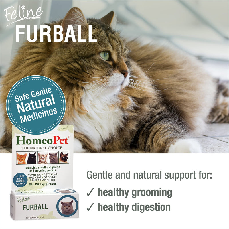 HomeoPet Feline Furball, Natural Hairball Support, 15 Milliliters - BeesActive Australia