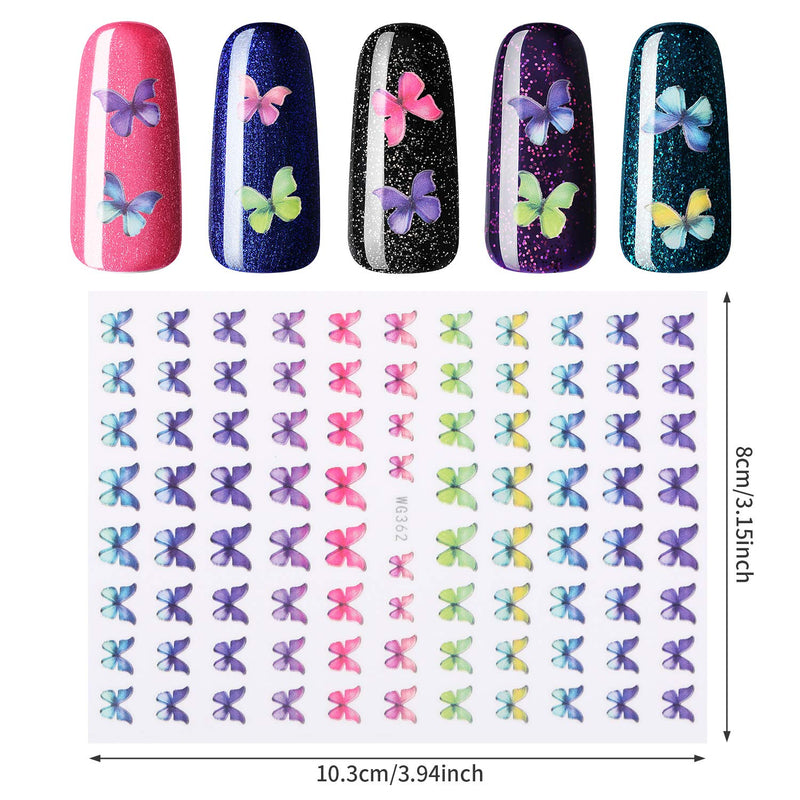 24 Sheets 3D Butterfly Nail Art Stickers Adhesive Flowers Butterfly Nail Stickers Colorful Butterfly Nail Decals for Women Girls Nail DIY Decoration, About 2400 Pieces (Laser Butterfly Series) Laser Butterfly Series - BeesActive Australia