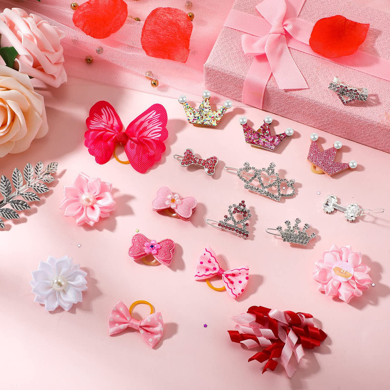 Janinka 40 Pieces Dog Hair Clips and Dog Hair Bow Crown Dog Accessories Princess Style for Small Dogs Crystal Rhinestone Girls Puppies Barrette Rubber Bands Flower Butterfly Grooming Hair Accessories - BeesActive Australia