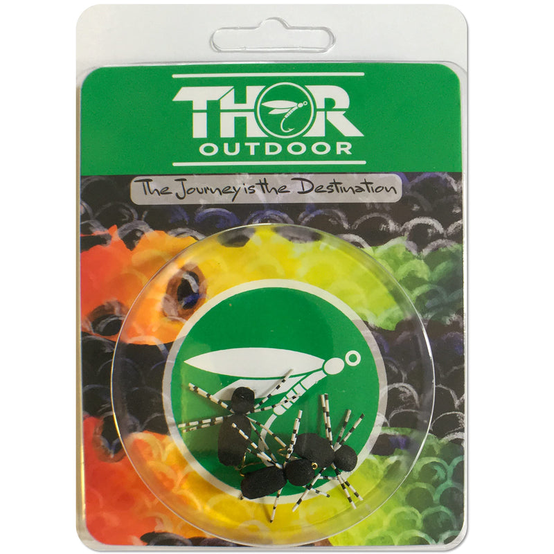 Thor Outdoor Foam Spider - 3 Pc Topwater Fly Fishing Set for Bass, Panfish, and Trout Black - Size #12 - BeesActive Australia