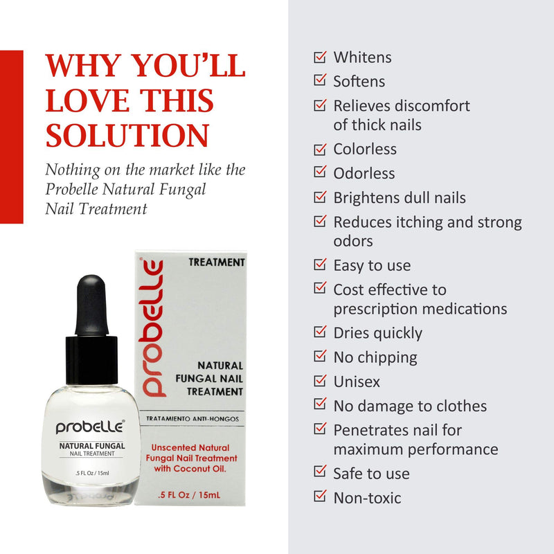 Probelle Natural Fungal Nail Treatment, Anti Fungal Nail Treatment, Nail Color Restoration, Clear Homeopathic Topical Solution .5 oz/ 15 ml (Patented Formula) - BeesActive Australia