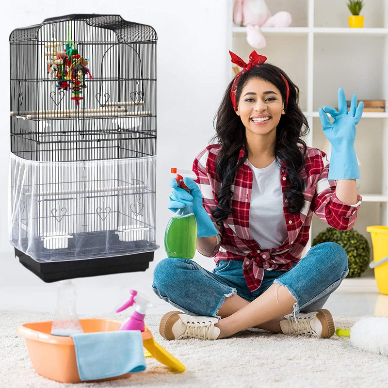 MIDOGAT Bird Cage Cover Seed Catcher, Bird Seed Guards Catchers, Parrot Nylon Mesh Net Cover, Stretchy, Prevent Scatter, Reusable (M) Medium - BeesActive Australia