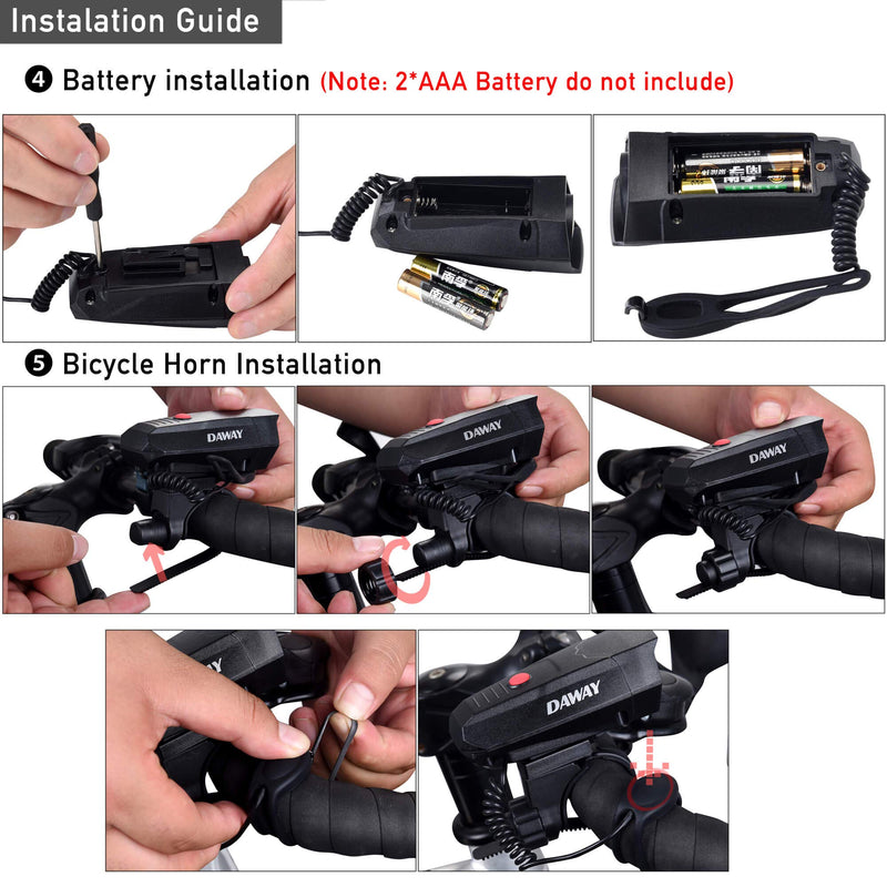 DAWAY A14 Loud Electric Bike Horn - 5 Modes Sound 110 DB Bicycle Cycling Handlebar Ring Alarm Bells with Free Screwdriver, Practical Gift for Kids Adults - BeesActive Australia