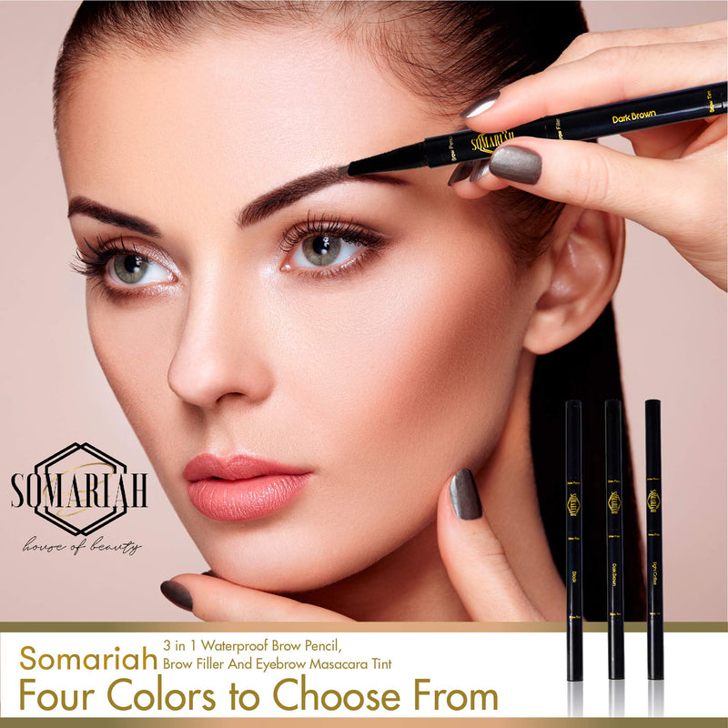 Somariah 3 in 1 Waterproof Brow Pencil, Eyebrow Filler and Eyebrow Mascara/Tint Gel. Defines, Fills, Enhances, Tints and Set Eyebrows. (Dark Brown) Dark Brown - BeesActive Australia