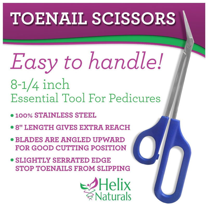 Helix Naturals Long Handled Toenail Scissors and Clippers for Thick Nails Set Men Women Easy Ergonomic Elderly Cuticle - BeesActive Australia