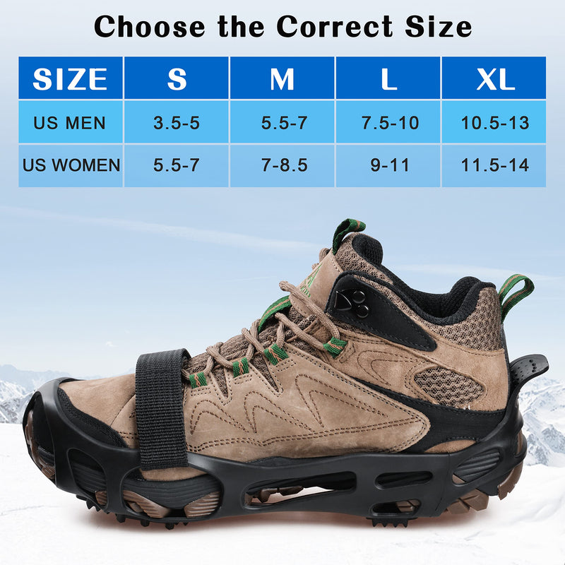 Ice Cleats for Shoes and Boots,Snow Traction Cleats Crampons for Women Men Kids Anti Slip 24 Spikes Shoes Walk Traction Cleats on Snow and Ice With Adjustable Strap Large(7.5-10 men/9-11 women) - BeesActive Australia