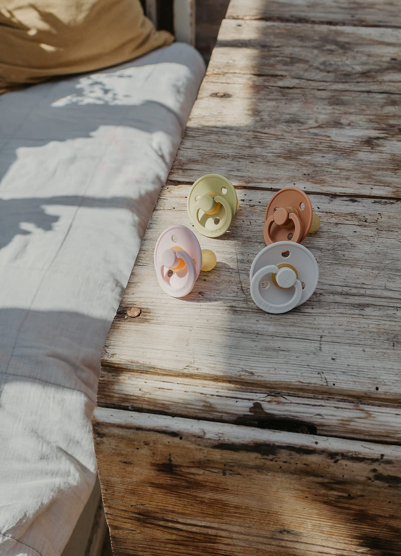 BIBS Pacifiers 0-6 Months | 2-Pack Soothers | BPA-Free Round Nipple | Made in Denmark | Morning Sunset Tie Dye Colour Pacifier - BeesActive Australia