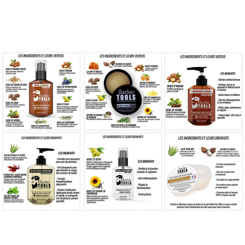 Kit/Set/Beard Care and Care Set with Barber Care | Cosmetics Made in France ✮ BARBER TOOLS ✮ - BeesActive Australia