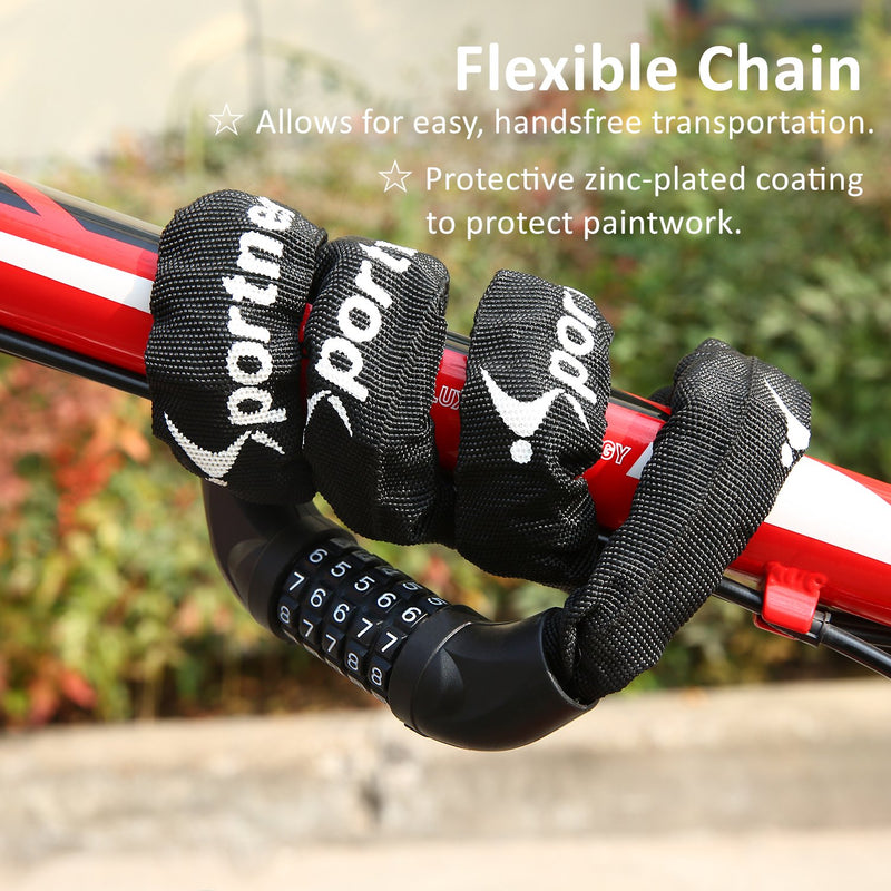 Sportneer Bicycle Chain Lock, 5-Digit Resettable Combination Anti-Theft Bike Locks - BeesActive Australia