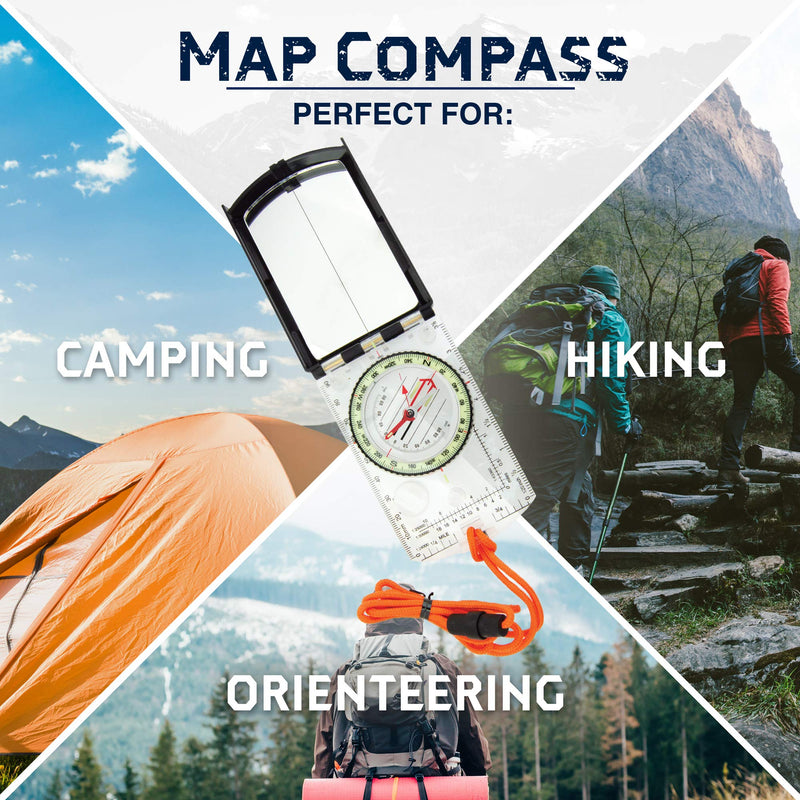 Sun Company ProSight Sighting Map Compass with Adjustable Declination - Handheld Orienteering Baseplate Compass for Hiking, Backpacking, and Survival Navigation - BeesActive Australia