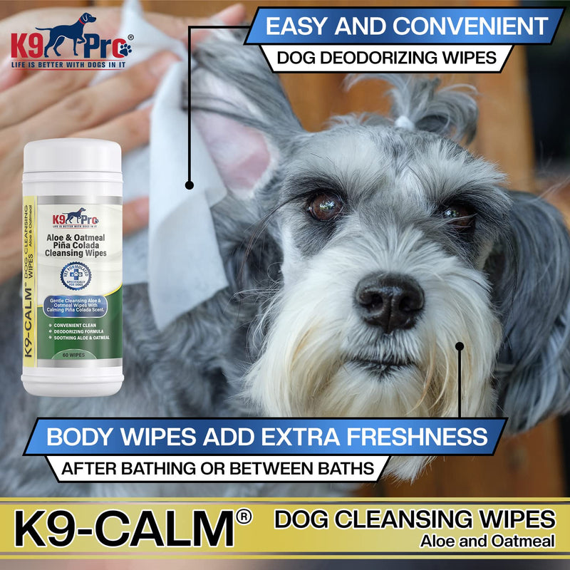 K9 Pro Dog Wipes Cleaning Deodorizing for Paws and Butt - All Natural Pet Wipes for Dogs, Premium Puppy Wipes for Dogs Feet and Dog Face Wipes, Dog Paw Wipes, Dog Bath Wipes for Dogs Feet 60 Count - BeesActive Australia