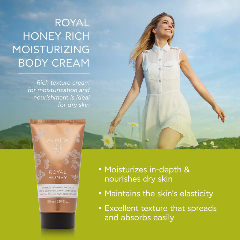APIVITA Royal Honey Rich Moisturizing Body Cream 5.07 fl.oz. | Lotion For Dry Skin with Honey and Beeswax to Moisturize, Hydrate and Nourish the Skin - BeesActive Australia