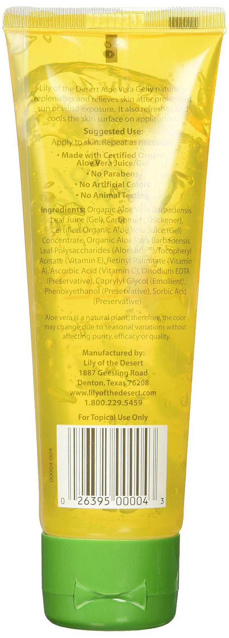 Lily Of The Desert - Aloe Vera Gelly Tube, 4 fl oz gel - BeesActive Australia
