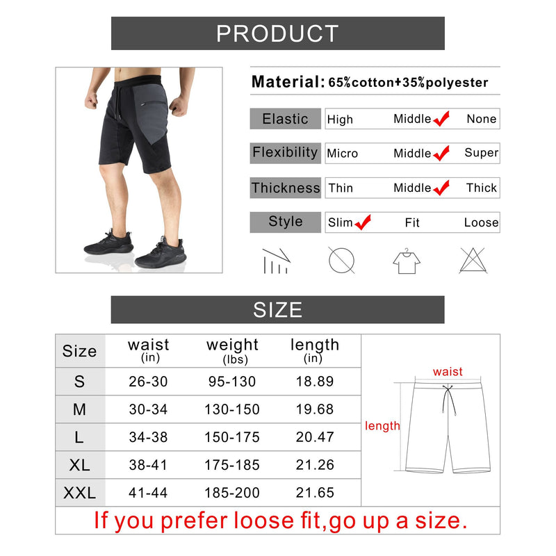 [AUSTRALIA] - BROKIG Men's Sidelock Gym Workout Running Sport Shorts with Zipper Pockets Spliced Grey Medium 