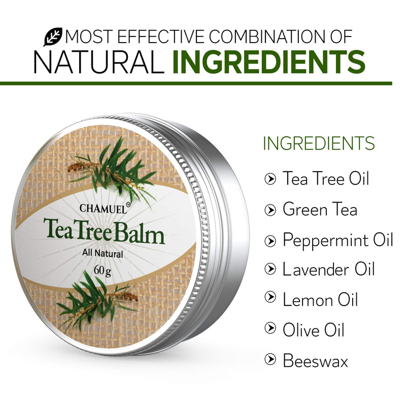 TEA TREE OIL BALM -100% All Natural | Great Cream for Soothing Skin Irritations like Eczema, Psoriasis, Rashes, Jock Itch, Folliculitis, Acne, Itches, Dry Chapped Skin, Heels, Cuticles, Hemorrhoids, Saddle Sores and more! - BeesActive Australia