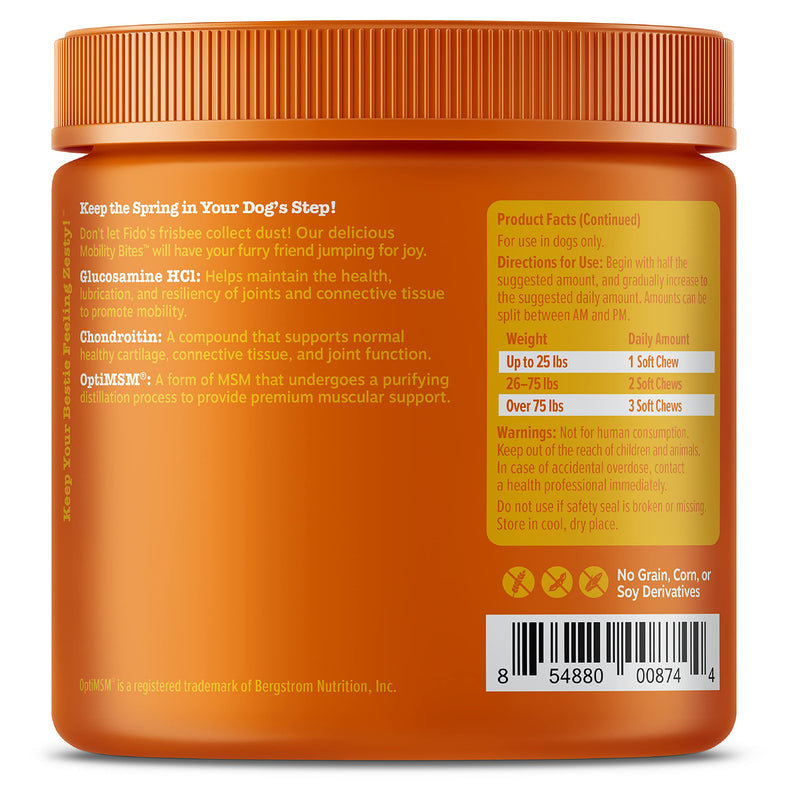 Zesty Paws Glucosamine for Dogs - Hip & Joint Health Soft Chews with Chondroitin & MSM - Functional Dog Supplement for Pet Mobility Support with Kelp + Vitamins C and E for Hips & Joints Bacon 90 Count (Pack of 1) - BeesActive Australia