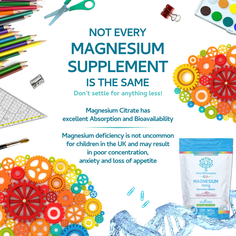 Magnesium Chewable Tablets 50mg � Balanced Dosage for Children from 167mg of Magnesium Citrate � Easily absorbable & Highly bioavailable - Tropical Berry Flavour with no Added Sugar - Vegan & UK Made - BeesActive Australia