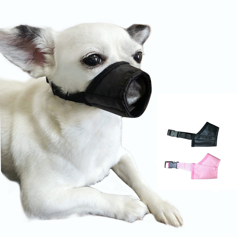 MoiiLavin Dog Muzzle XS (2 Packs) for Small Dogs with Long Snout Quick Fit for Grooming Adjustable Prevent from Biting Barking and Chewing Soft Muzzle XS: Black+Pink - BeesActive Australia