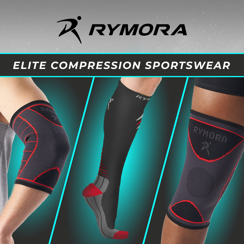 Rymora Leg Compression Sleeve, Calf Support Sleeves Legs Pain Relief for Men and Women, Comfortable and Secure Footless Socks for Fitness, Running, and Shin Splints – Black, Large (One Pair) - BeesActive Australia