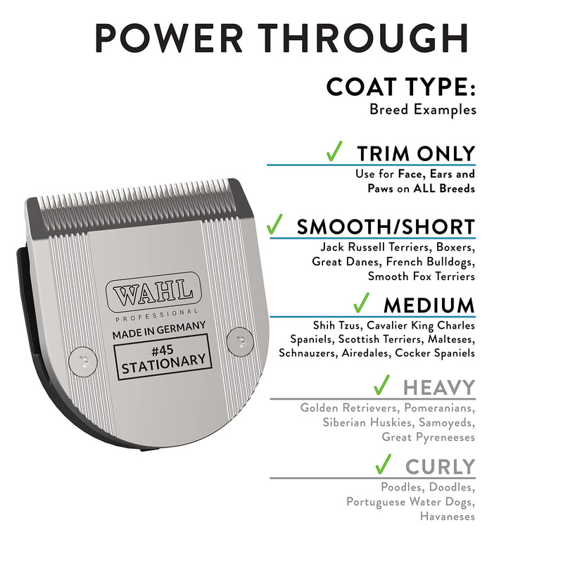 WAHL Professional Animal #45 Non-Adjustable Blade Arco, Bravura, Chromado, Creativa, Figura, and Motion 5-in-1 Pet, Dog, and Horse Clippers (#41873-7190), Silver - BeesActive Australia
