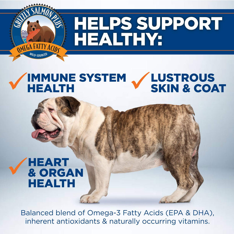 Grizzly All-Natural Wild Caught Alaskan Salmon Oil Dog Food Supplement | Balanced Blend of Omega-3 Fatty Acids | Medical Grade Pump for Exact, No-Spill Dose 16 ounces Grizzly Salmon Oil for Dogs - BeesActive Australia