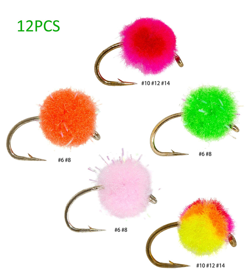 12 Favorite Glow Bug Fly and Egg Steelhead Fly Lure Assotment | Trout and Salmon Fly Fishing Flies 12 Favorite Glow Bug Fly and Egg - BeesActive Australia