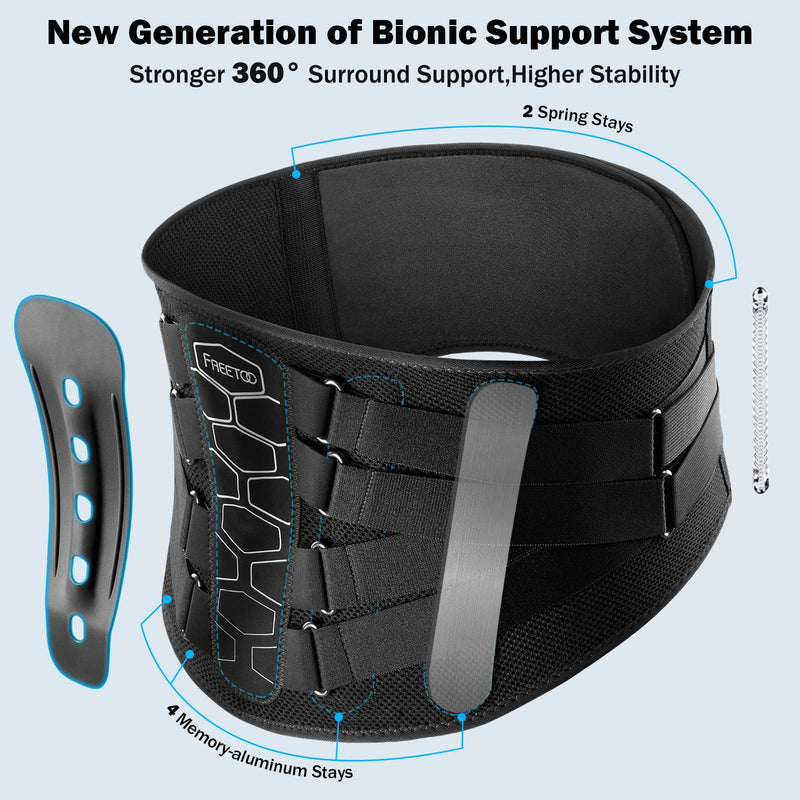 FREETOO Back Brace for Lower Back Pain Relief with Pulley System,Lumbar Support Belt for Men & Women with Lumbar Pad, Ergonomic Design and Soft Breathable 3D Knit Material,for Herniated Disc,Sciatica High Support Large (Waist: 40.5～47.2 Inch) - BeesActive Australia
