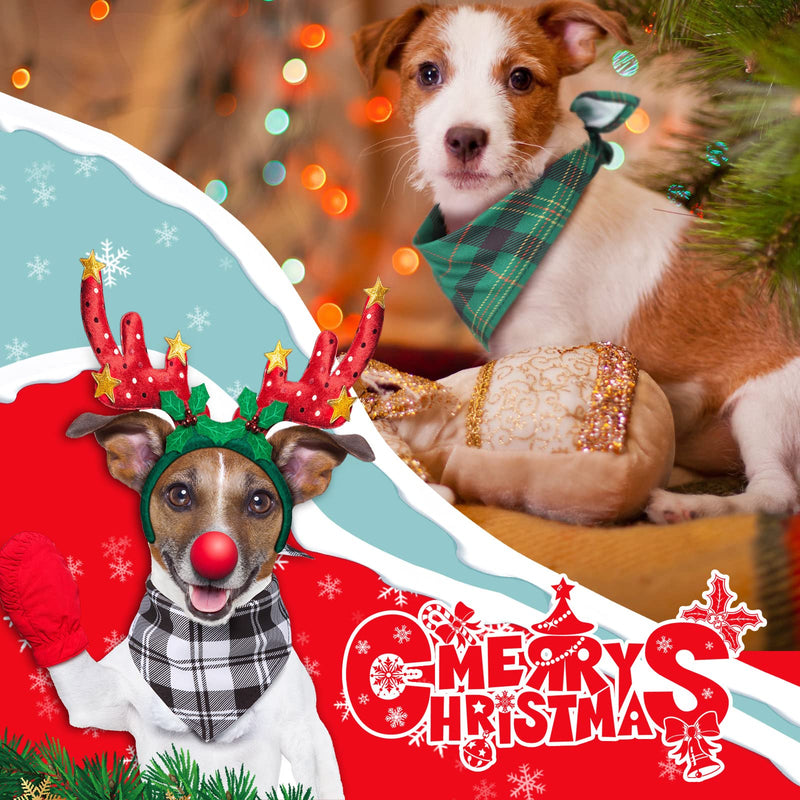 50 Pieces Christmas Dog Bandanas Classic Plaid Dog Bandanas Triangle Scarf Plaid Dog Kerchief for Christmas Pet Costume Accessories Decoration - BeesActive Australia