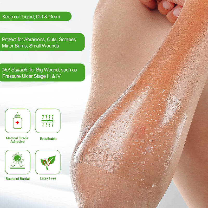 Transparent Film Dressing 2 3/8'' x 2 3/4'', 100 Pack, Waterproof Wound Cover Bandage, Clear IV Catheter Tape, Adhesive Patch, Shower Shield by NeuHeils 2 3/8'' x 2 3/4'' - BeesActive Australia