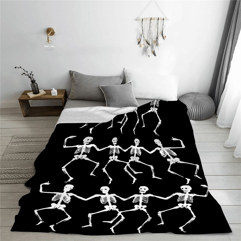 Pindola Dancing Skeletons Throw Blanket Warm Lightweight Soft Cozy Warm Home Decoration 50"x40" for Child - BeesActive Australia